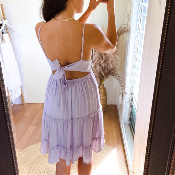 SOLD Daisy Shoppe San Clemente Lilac Lace Tie-Back Ruffle Dress size med Large - Picture 6 of 15